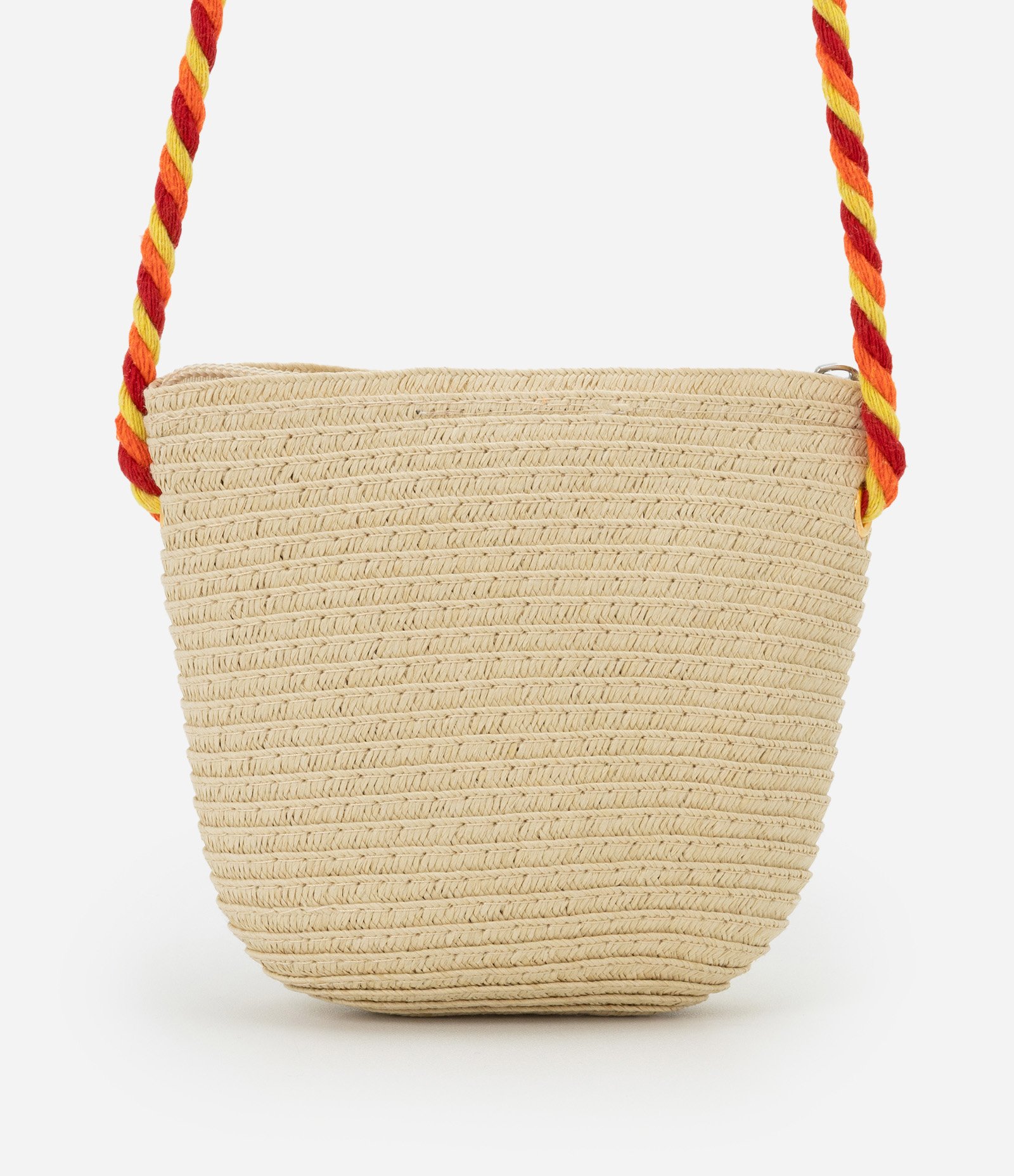 Bolsa Infantil em Palha com Bordado de Corações - Tam Único Bege/Vermelho 3