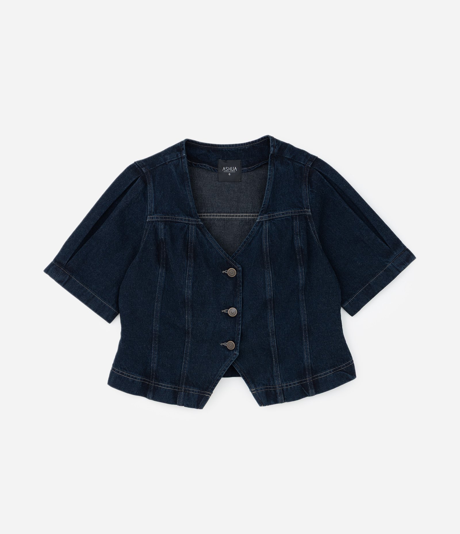 Camisa em Jeans Amaciado com Decote V Curve & Plus Size Azul 5