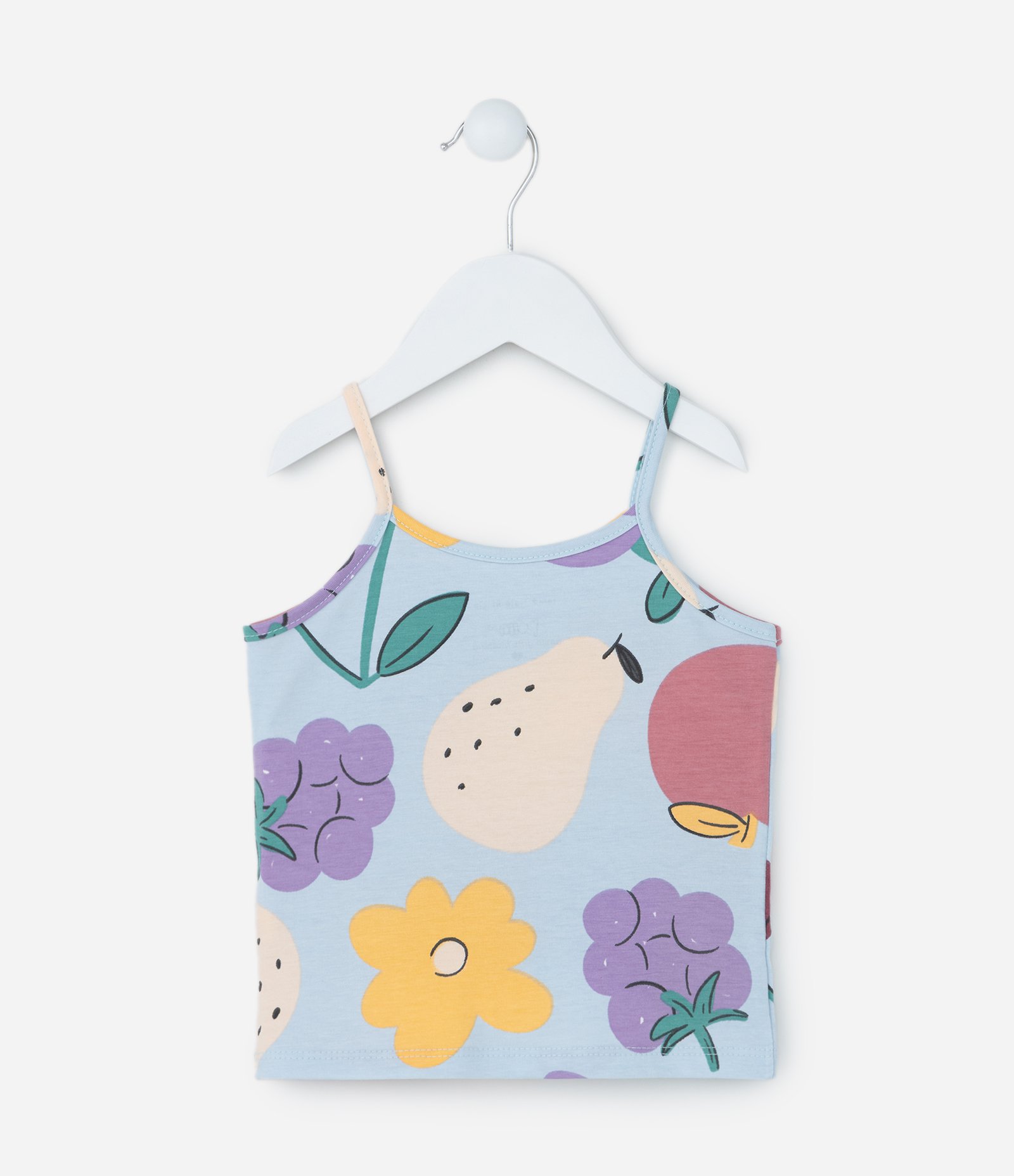 Regata Infantil com Estampa Flores e Frutinhas - Tam 1 a 6 Anos Azul 2