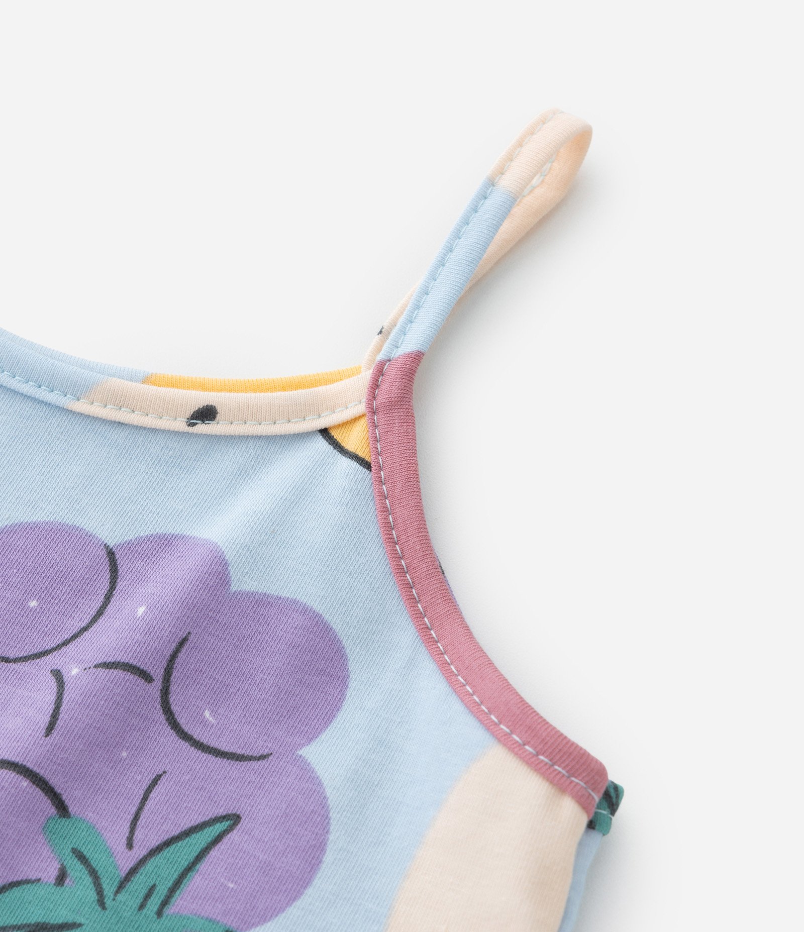 Regata Infantil com Estampa Flores e Frutinhas - Tam 1 a 6 Anos Azul 4
