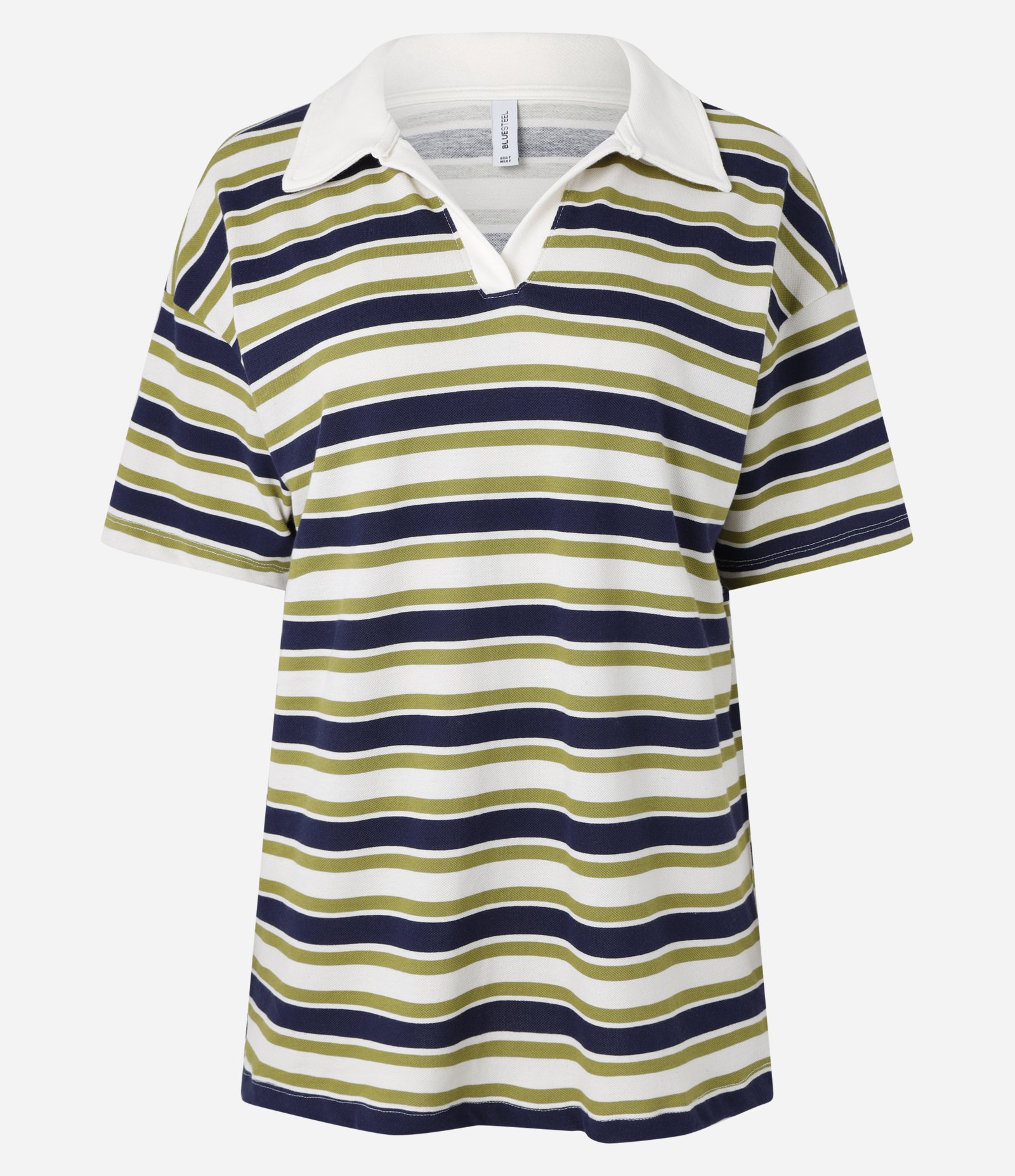 Camiseta Oversized Boxy em Algodão com Gola Polo e Listras Branco 4