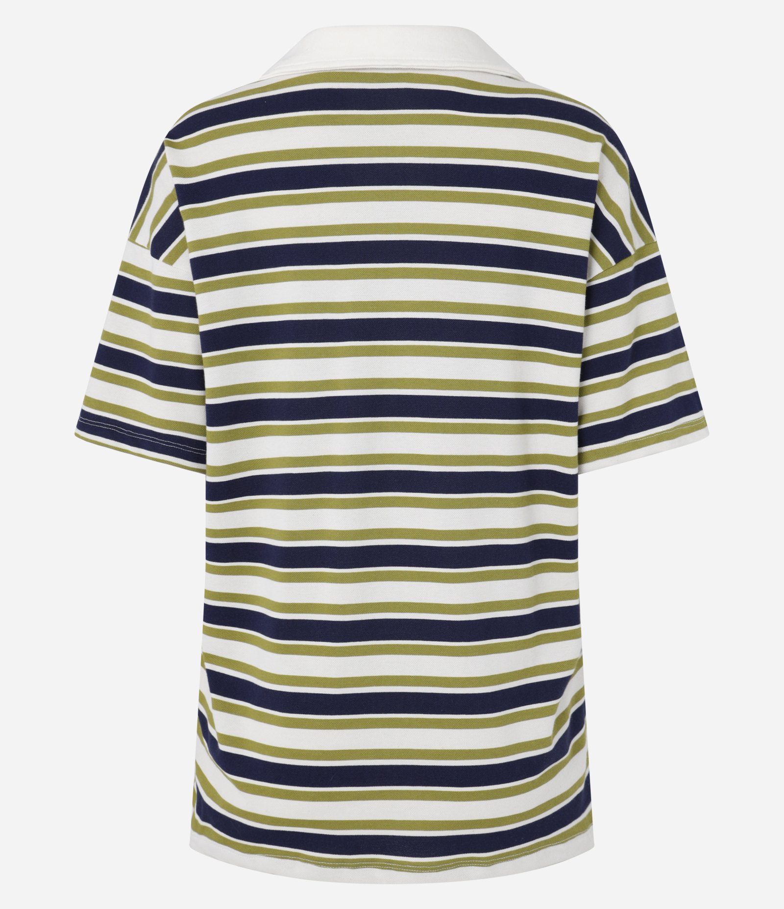 Camiseta Oversized Boxy em Algodão com Gola Polo e Listras Branco 5