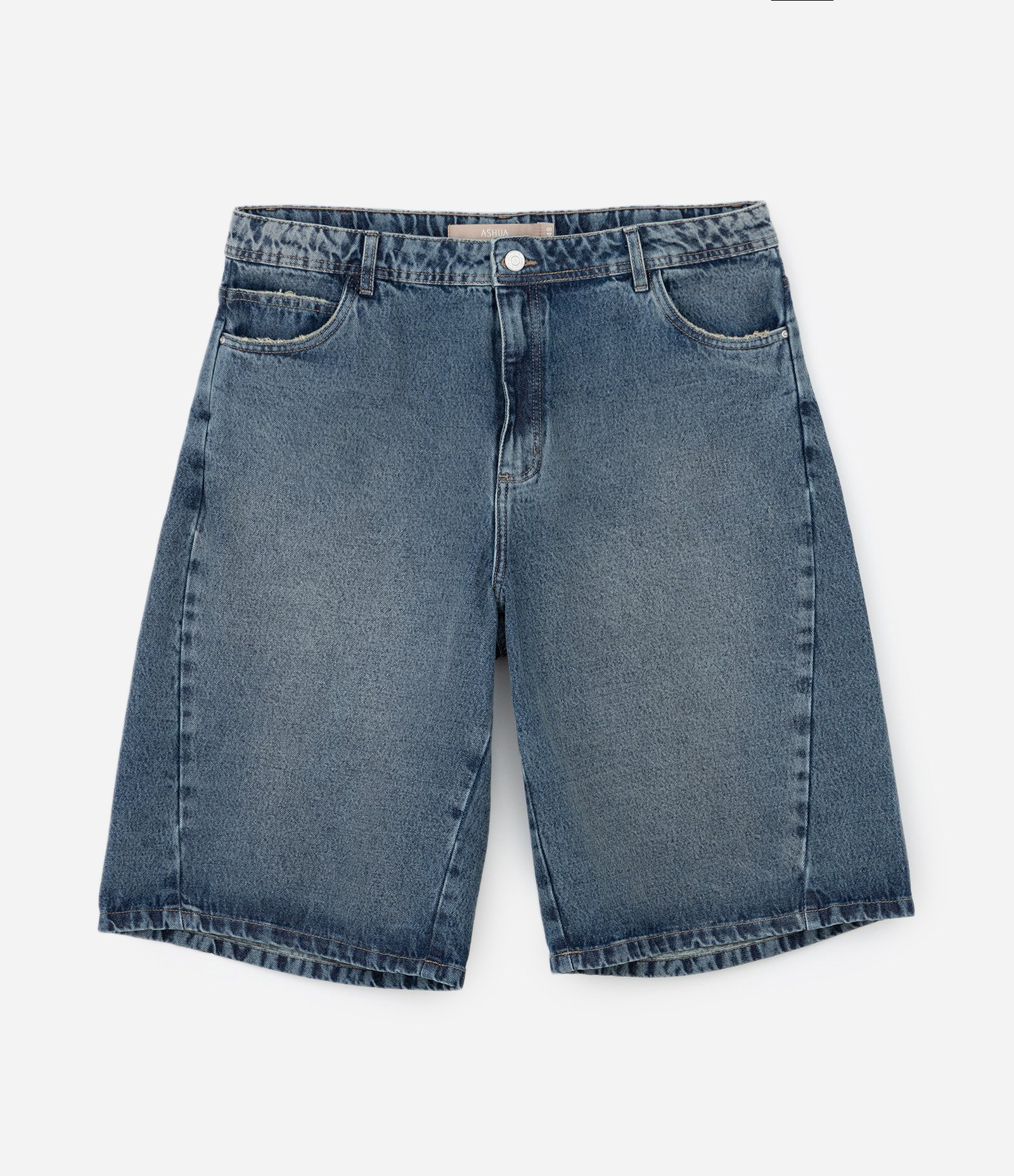 Bermuda Jorts Jeans Recortes Assimétricos Curve & Plus Size Azul 5