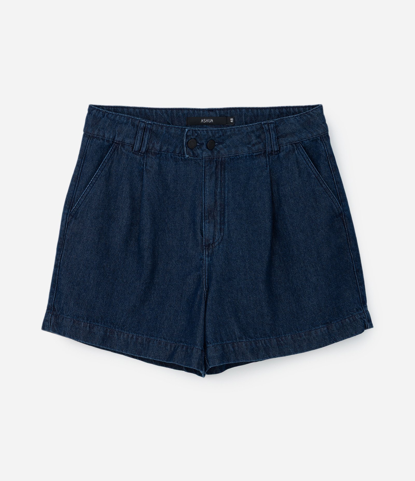 Short Jeans Cós Alfaiatado com Botão Duplo Curve & Plus Size Azul 5