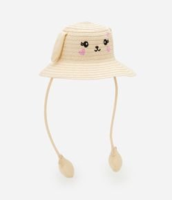 Chapéu de Palha Infantil com Carinha e Orelha - Tam Único