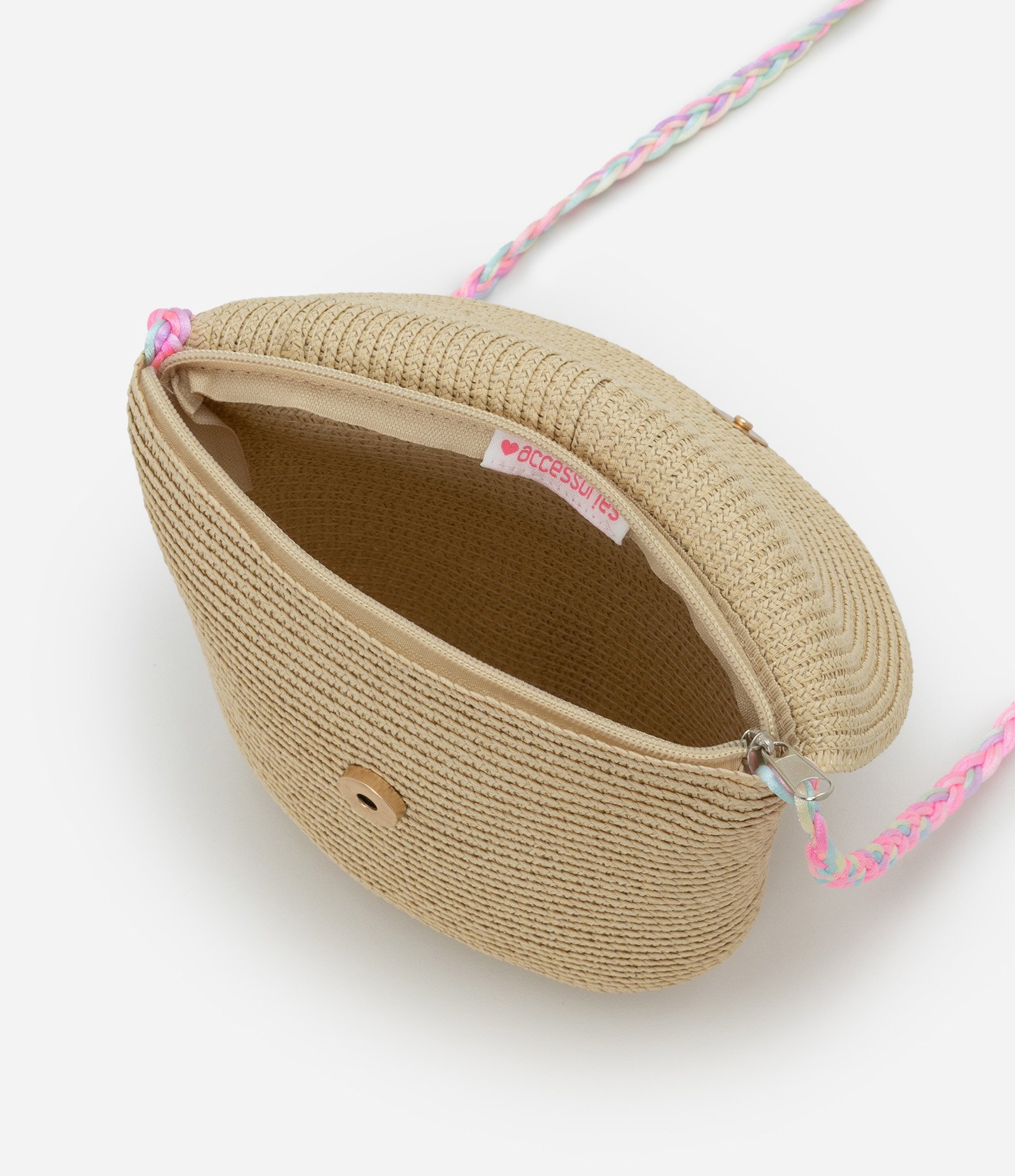 Bolsa Infantil em Palha com Corações - Tam Único Bege 5