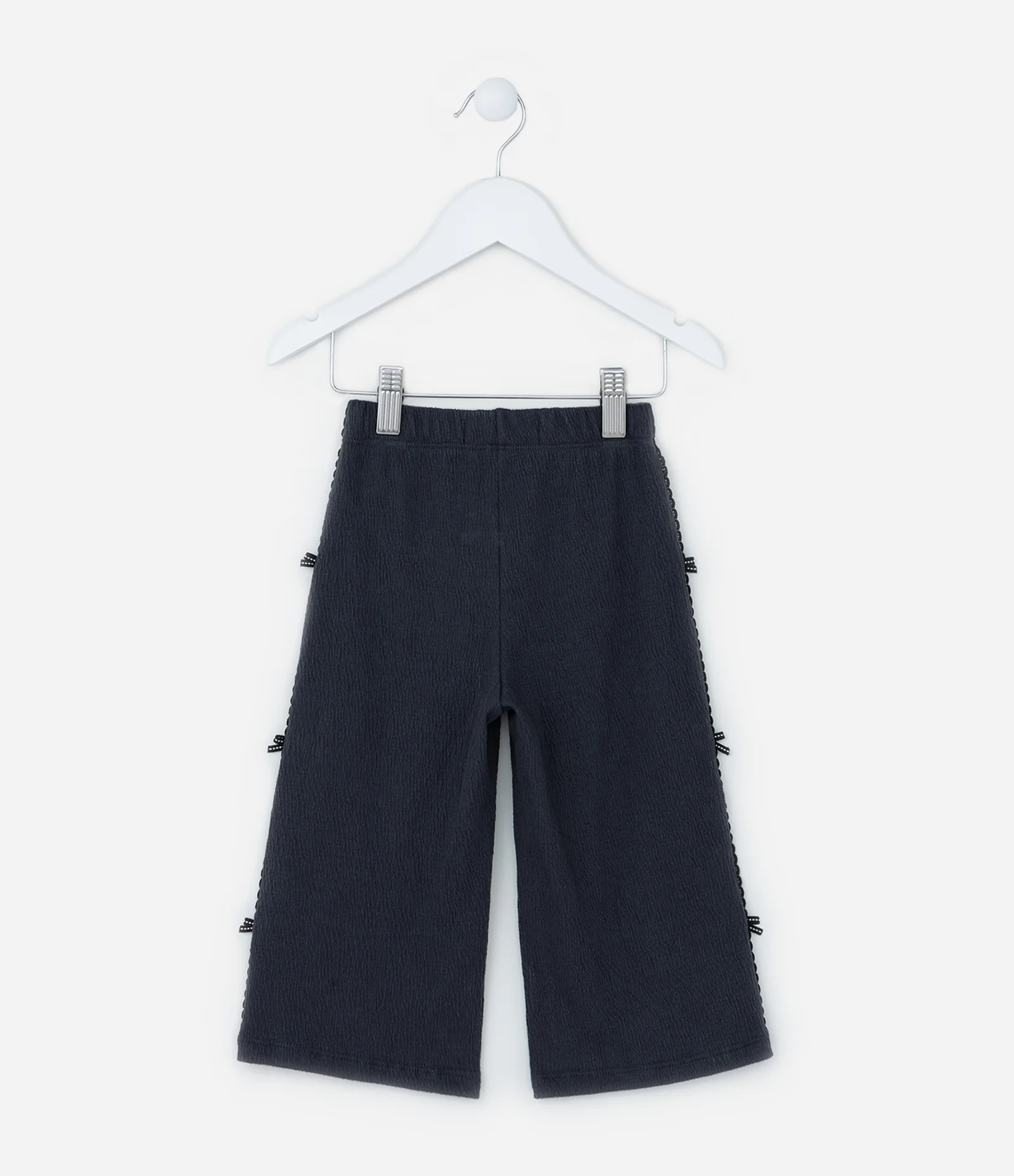 Calça Wide Leg Infantil Texturizada com Lacinhos- Tam 1 a 6 Anos Cinza Escuro 2
