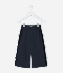 Calça Wide Leg Infantil Texturizada com Lacinhos- Tam 1 a 6 Anos