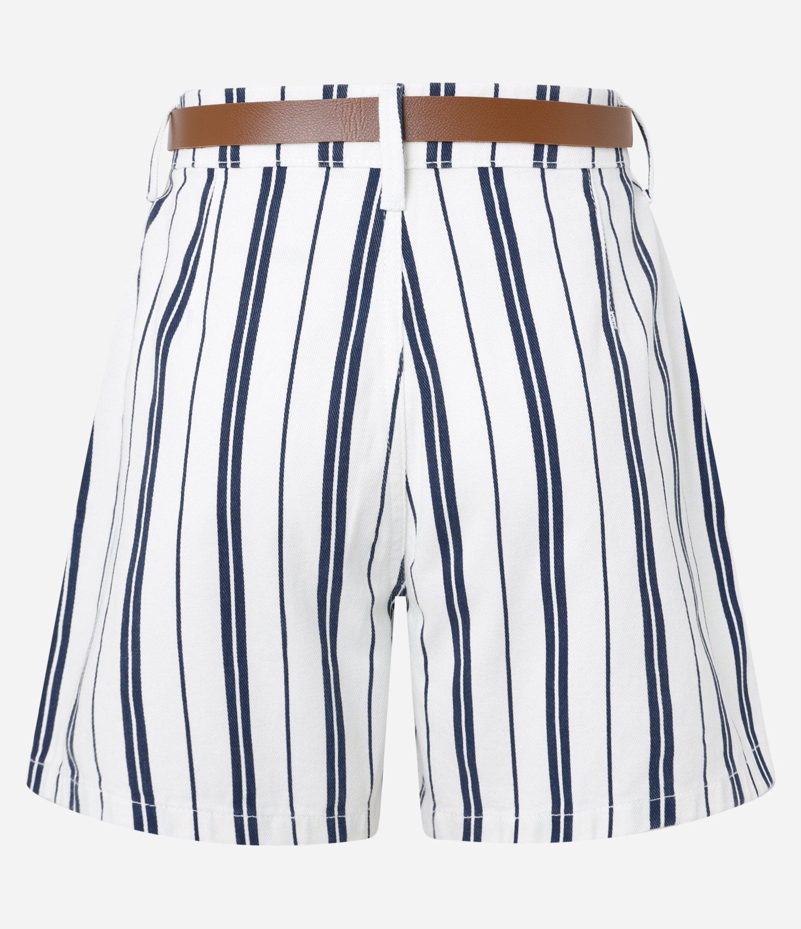 Short Mom em Sarja Listrada com Cintinho Branco 6