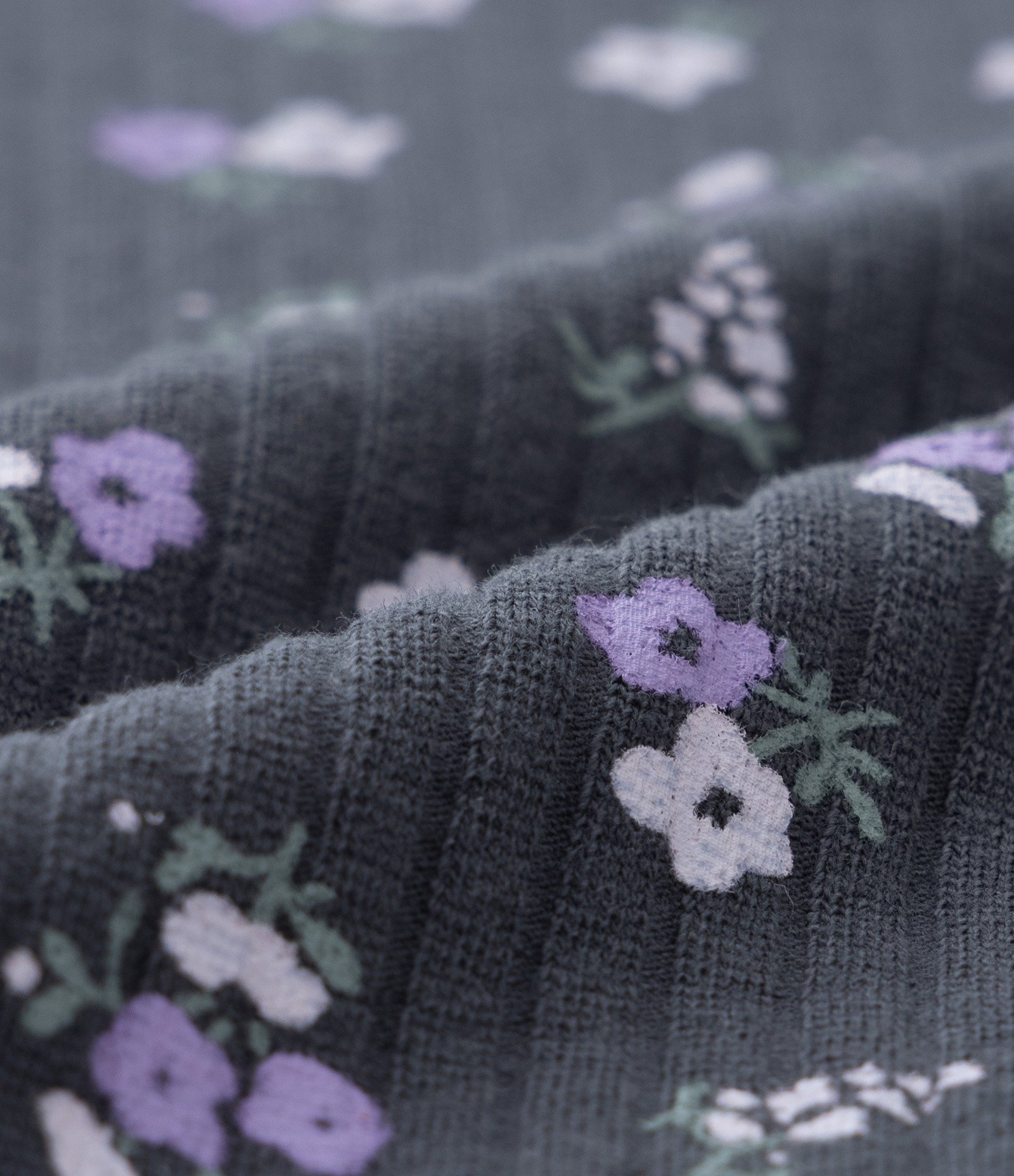 Blusa Infantil Canelada com Estampa Floral - Tam 1 a 6 Anos Cinza 3