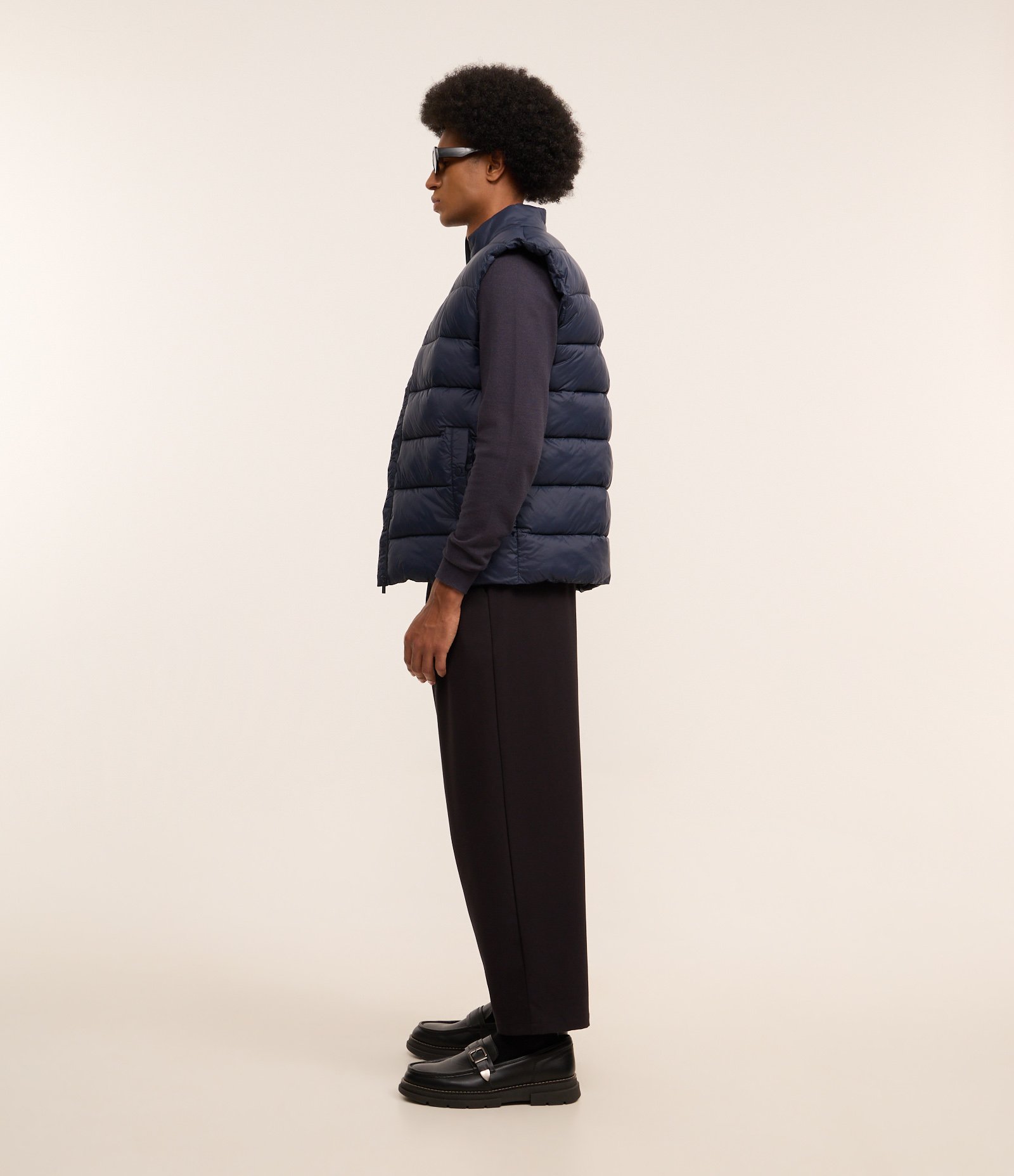 Colete Puffer em Poliamida com Gola Alta e Bolsos Azul 3