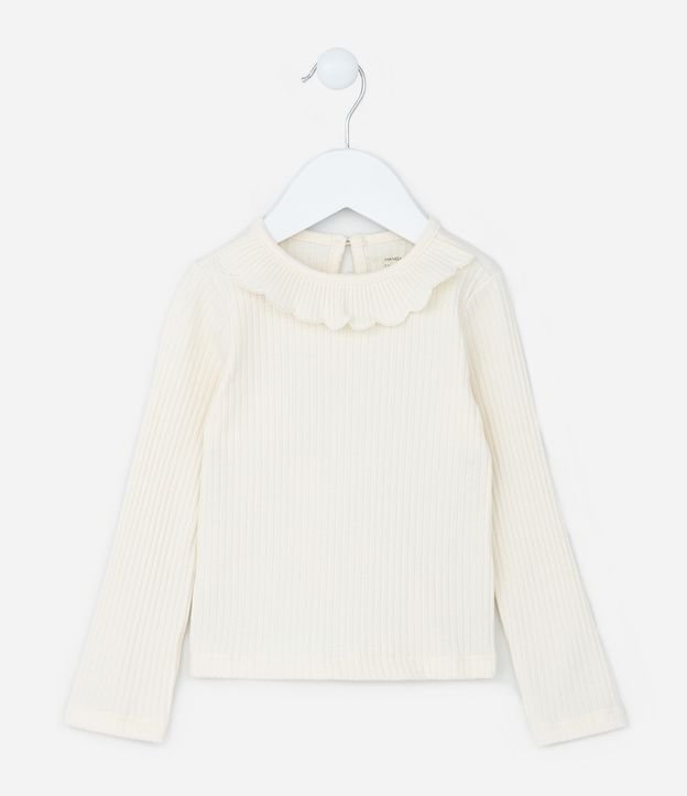 Blusa Infantil Canelada com Babado na Gola - Tam 1 a 6 Anos
