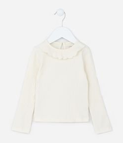 Blusa Infantil Canelada com Babado na Gola - Tam 1 a 6 Anos