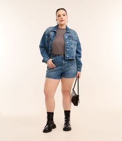 Short Mom em Jeans com Brilhos Curve & Plus Size