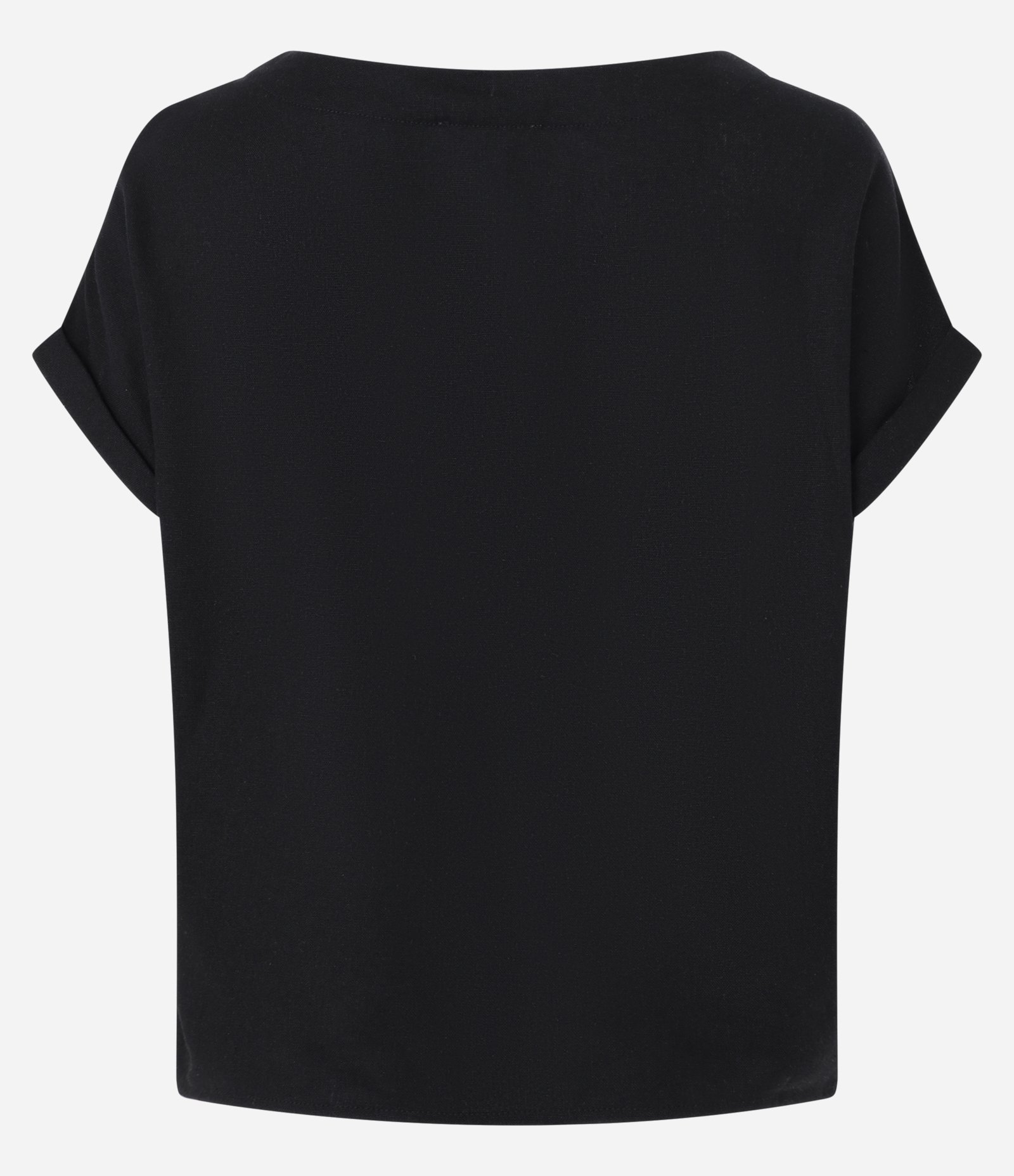 Blusa em Viscolinho com Recorte e Dobra na Manga Curta Preto 6