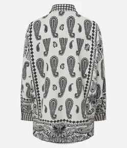 Camisa Alongada em Viscolinho com Estampa Abstrata