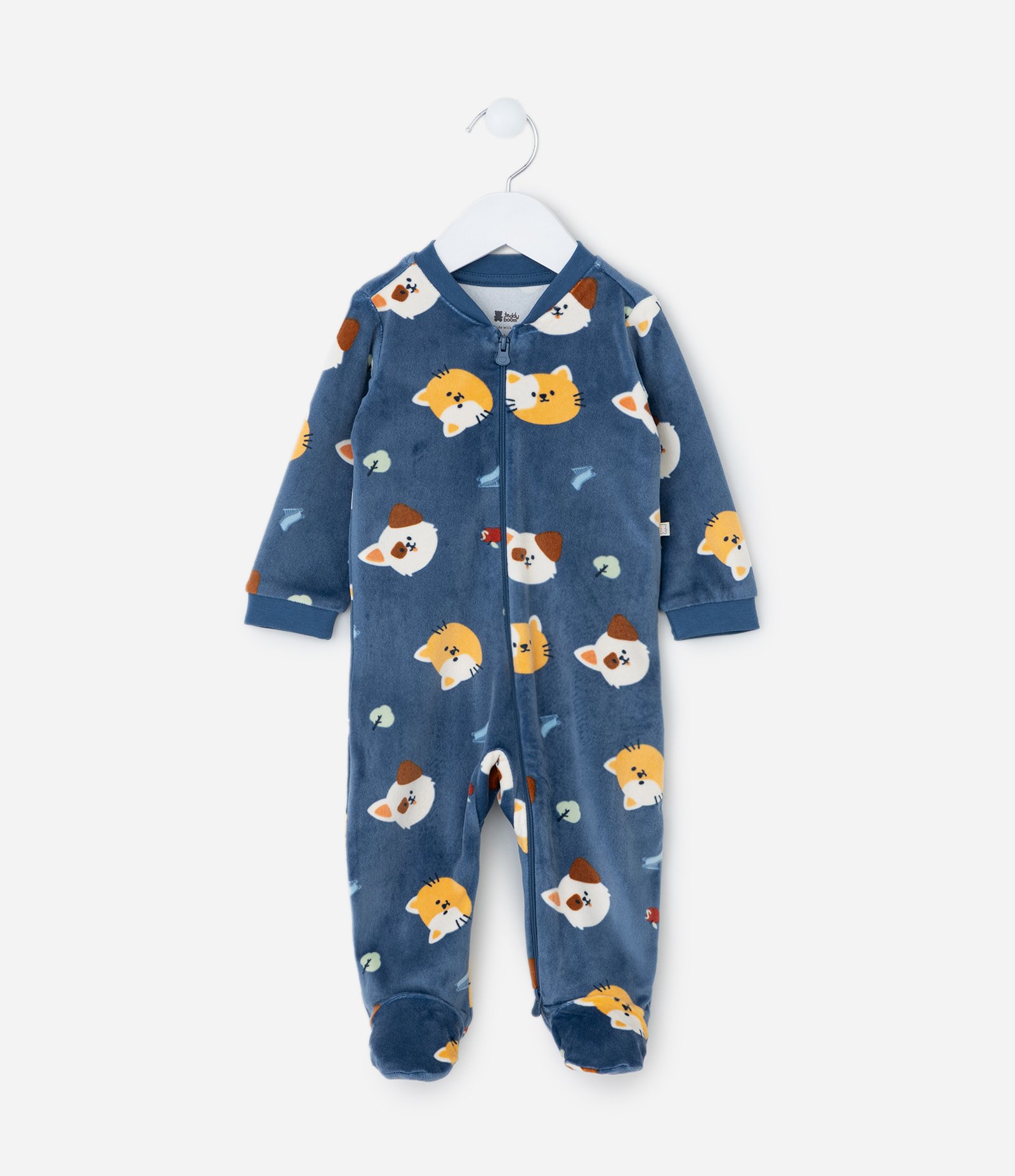 Macacão Infantil em Plush com Estampa de Bichinhos  - Tam RN a 24 meses Azul 2