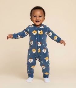 Macacão Infantil em Plush com Estampa de Bichinhos  - Tam RN a 24 meses