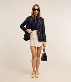 Saia Reta Curta em Crepe com Transpasse Envelope