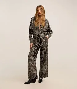 Calça Boho Pantalona em Viscolinho com Estampa Paisley