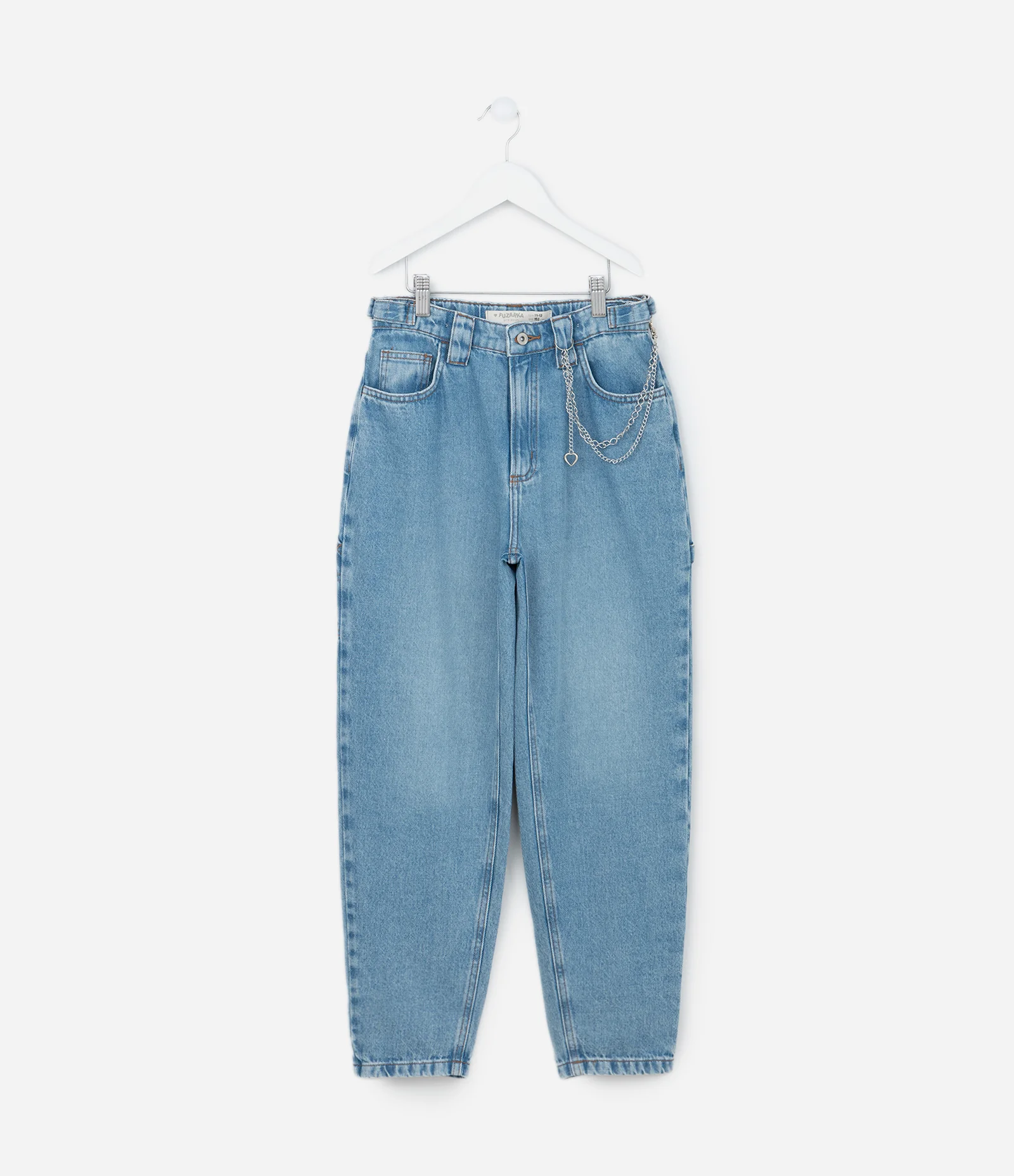 Calça Balloom Infantil em Jeans com Corrente - Tam 5 a 14 Anos Azul 1