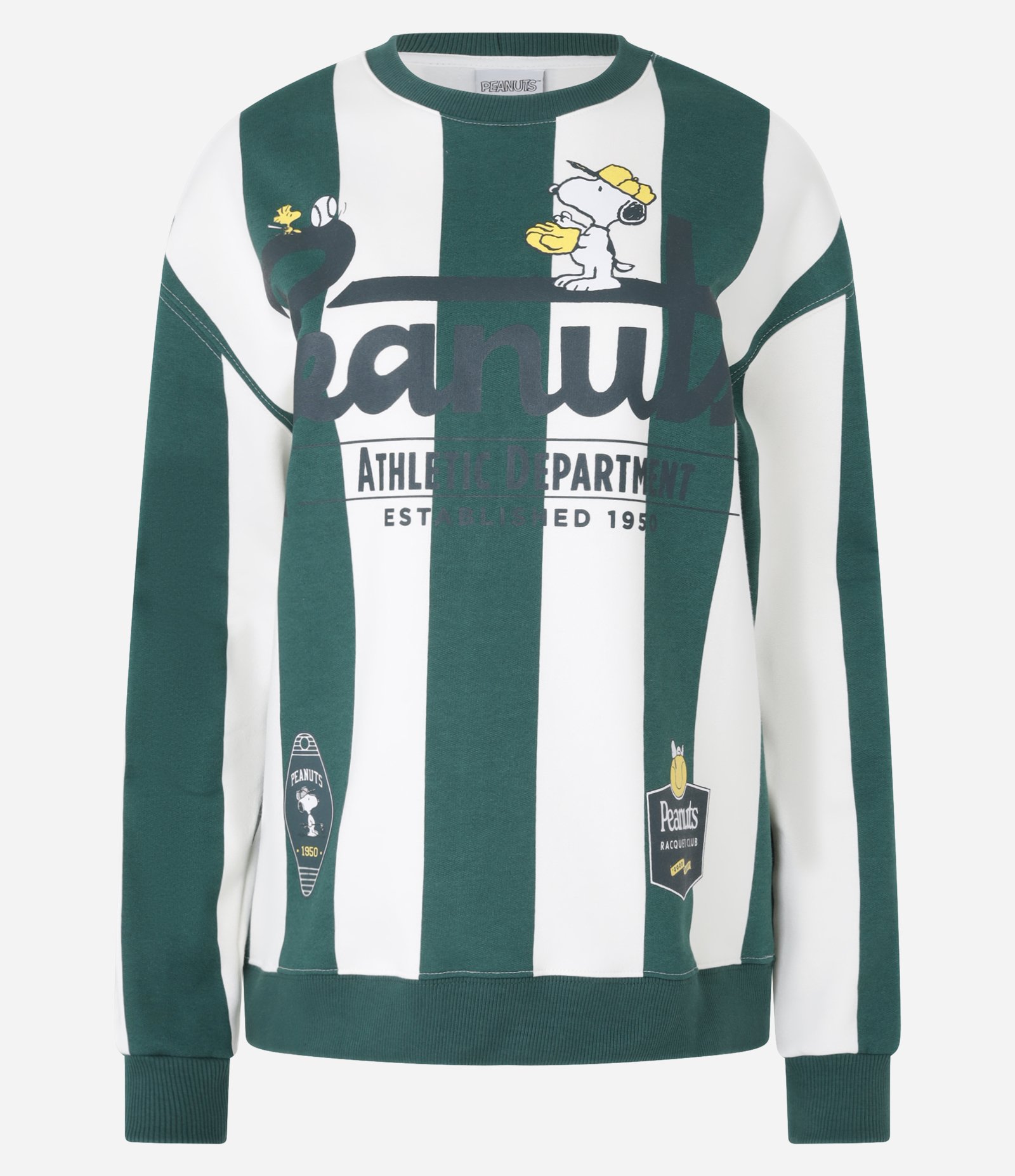 Moletom com Forro Fleece com Estampa Snoopy e Listras Verde 1