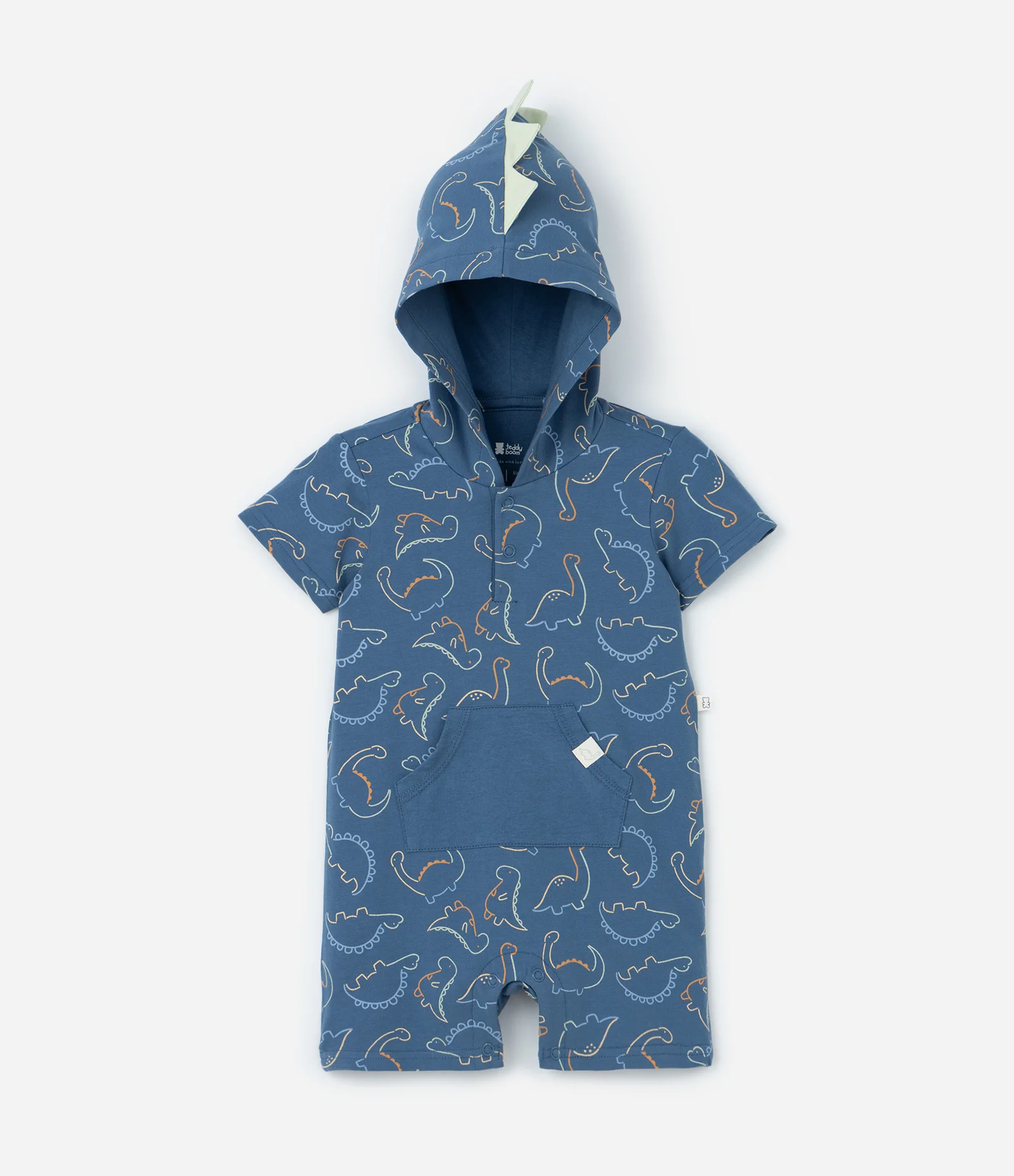 Macaquinho Infantil em Suedine com Estampa de Dinossauro - Tam 3 a 18 Meses Azul 2