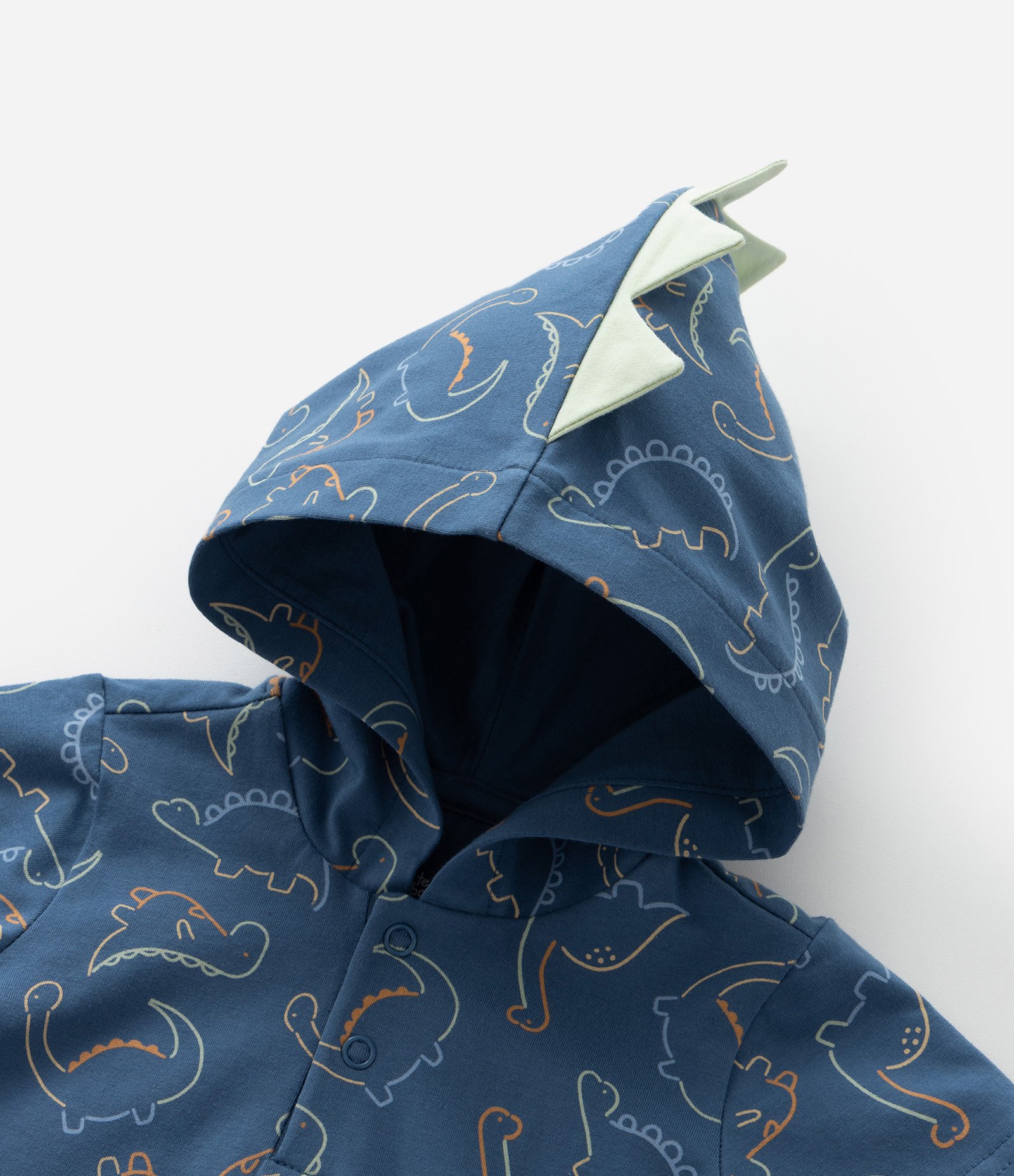 Macaquinho Infantil em Suedine com Estampa de Dinossauro - Tam 3 a 18 Meses Azul 6