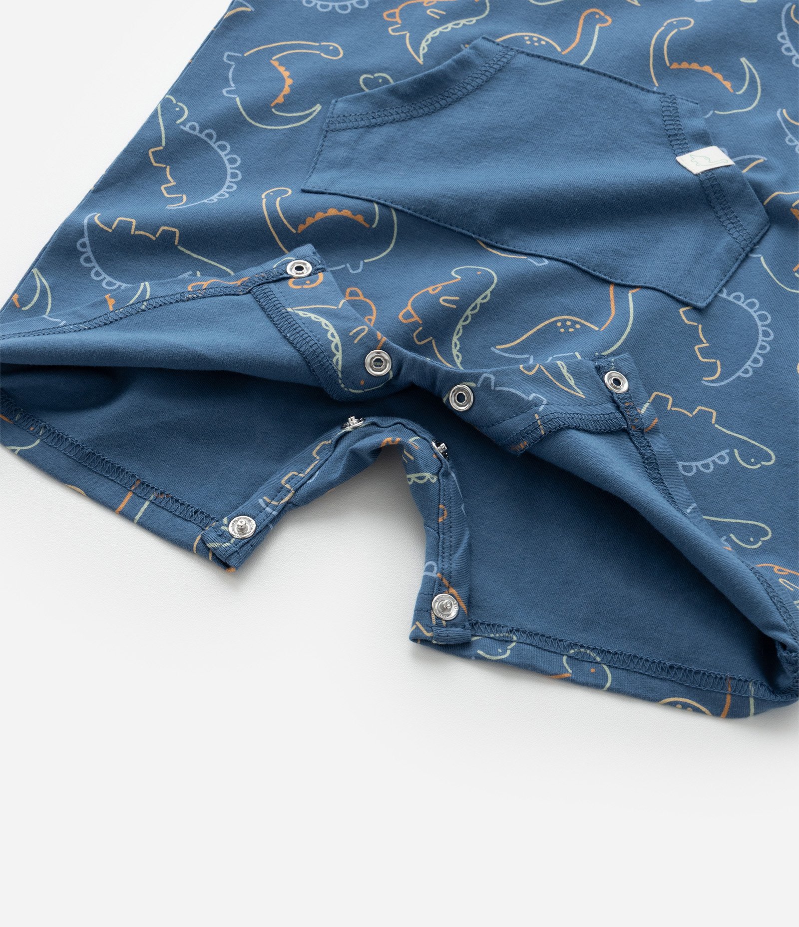 Macaquinho Infantil em Suedine com Estampa de Dinossauro - Tam 3 a 18 Meses Azul 8