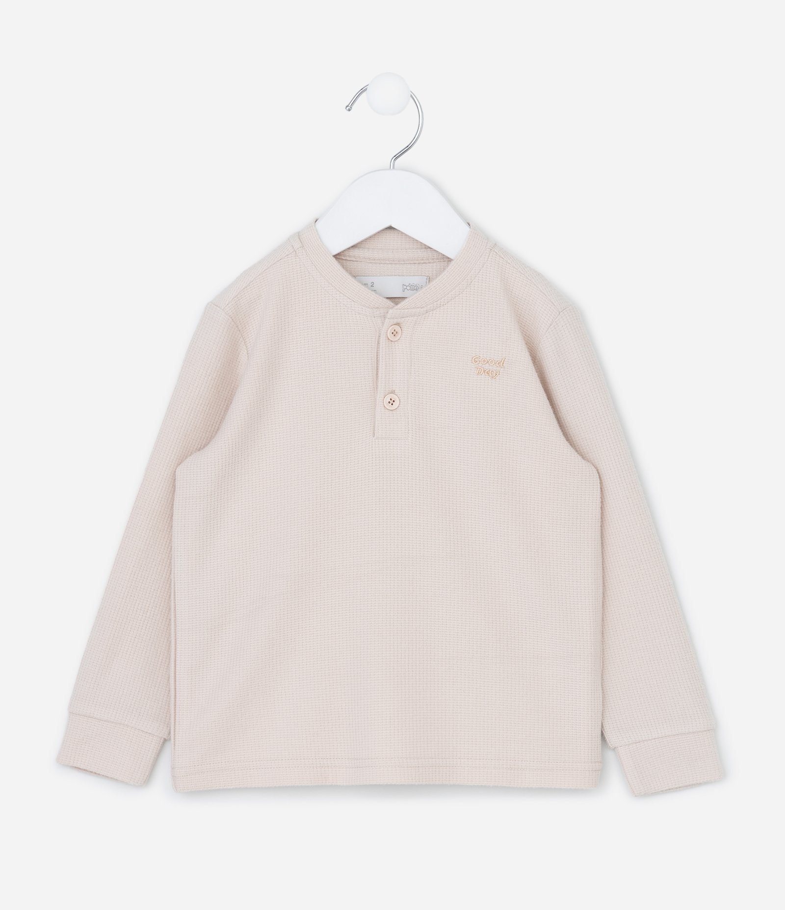 Camiseta Infantil com Bordado no Peito- Tam 1 a 5 anos Bege 1