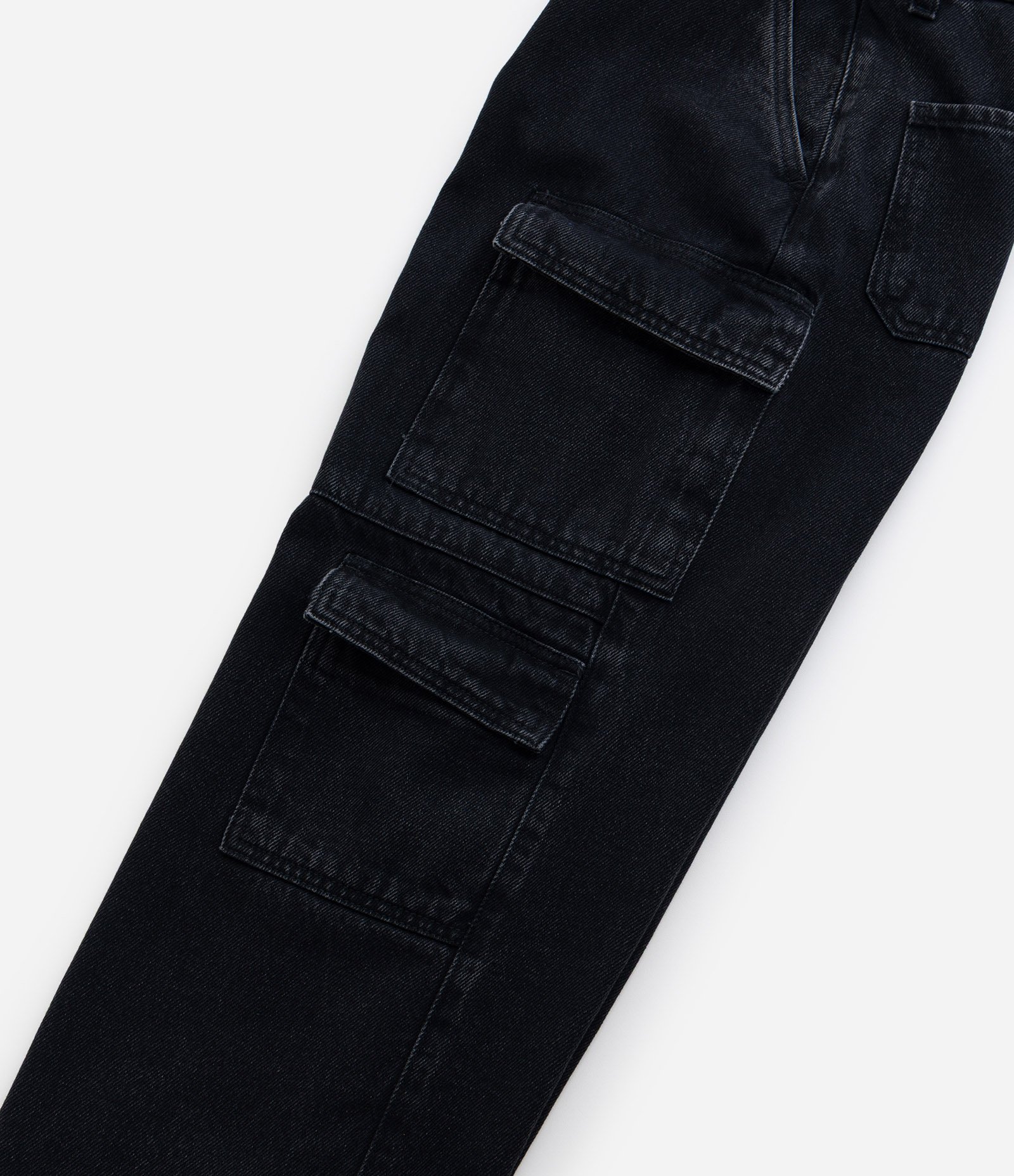 Calça Wide Leg Infantil em Sarja com Bolsos Cargo - Tam 5 a 14 Anos Preto 6