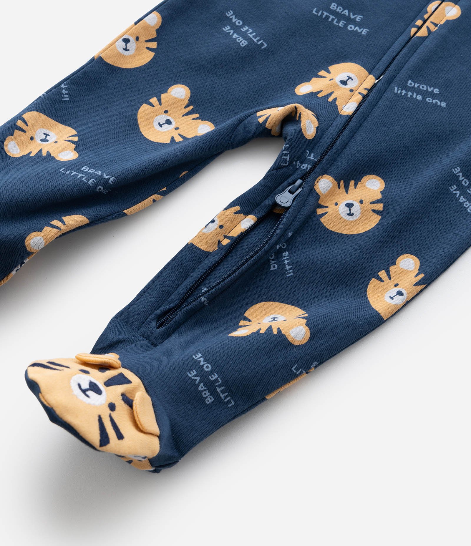 Macacão Infantil em Suedine com Estampa Tigre - Tam RN a 24 meses Azul 7