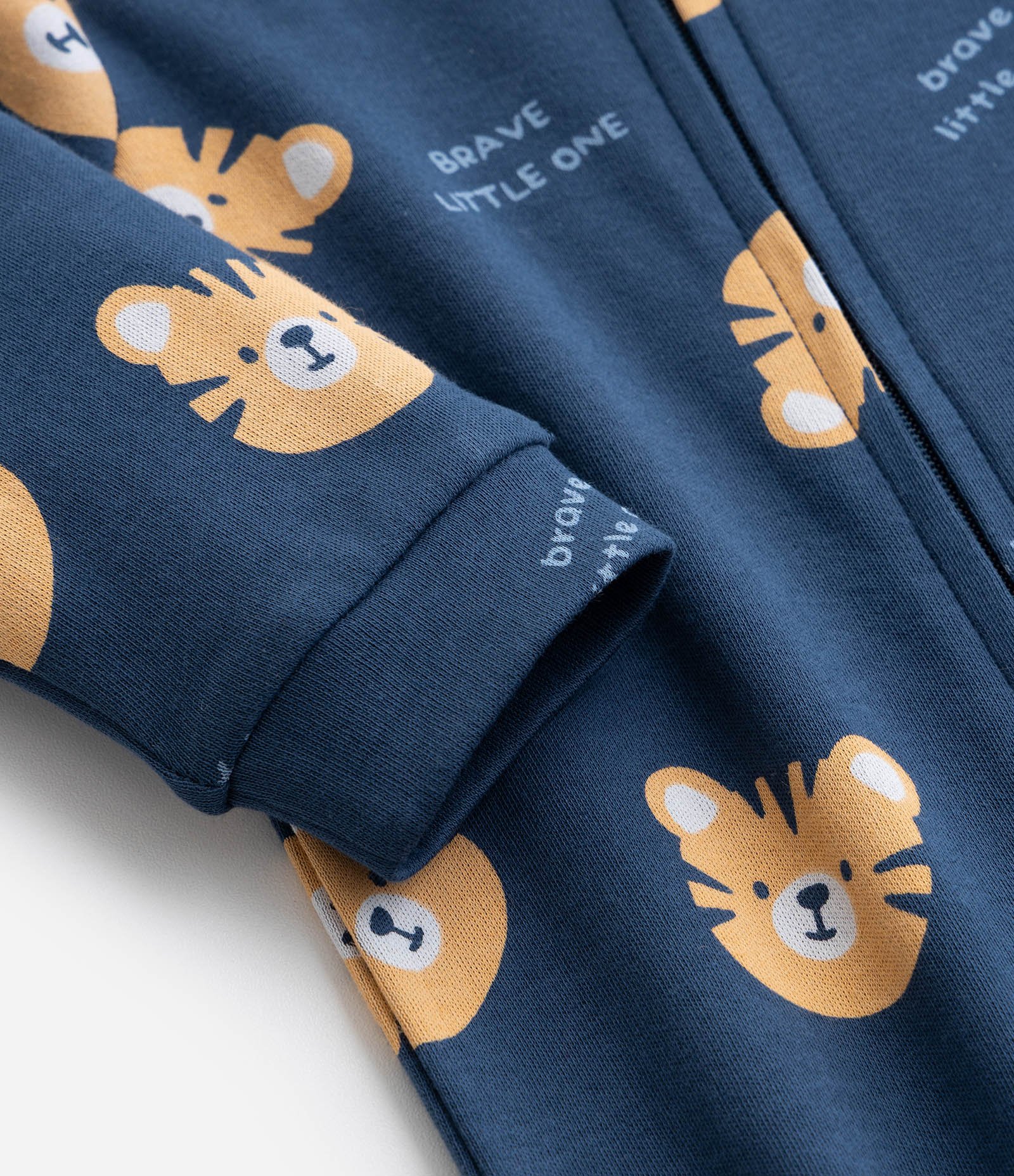Macacão Infantil em Suedine com Estampa Tigre - Tam RN a 24 meses Azul 8