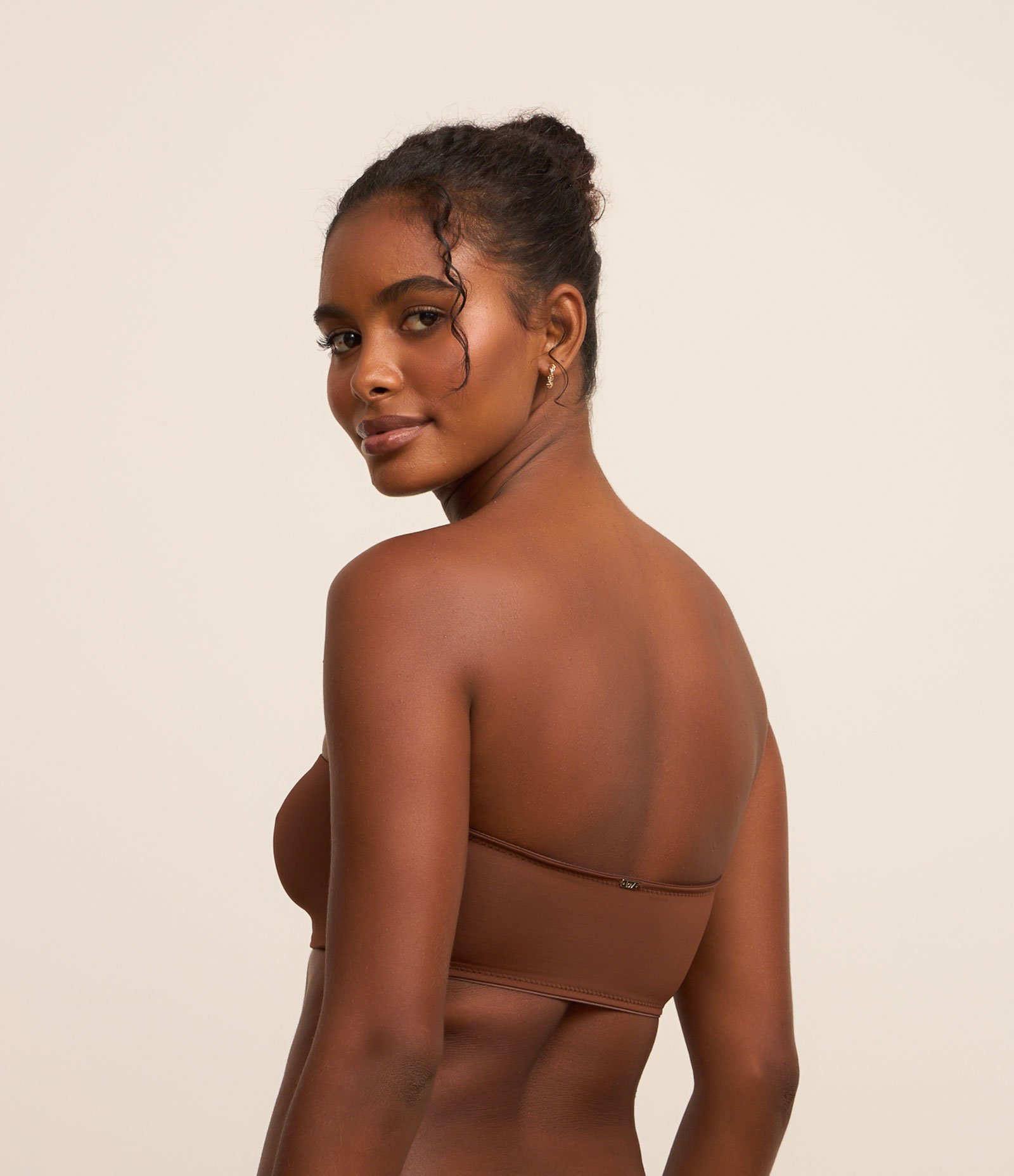 Top Tomara que Caia sem Bojo em Microfibra LYCRA® Marrom 2