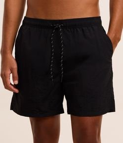 Bermuda de Banho Básica em Microfibra com Cós Elástico e Cordão