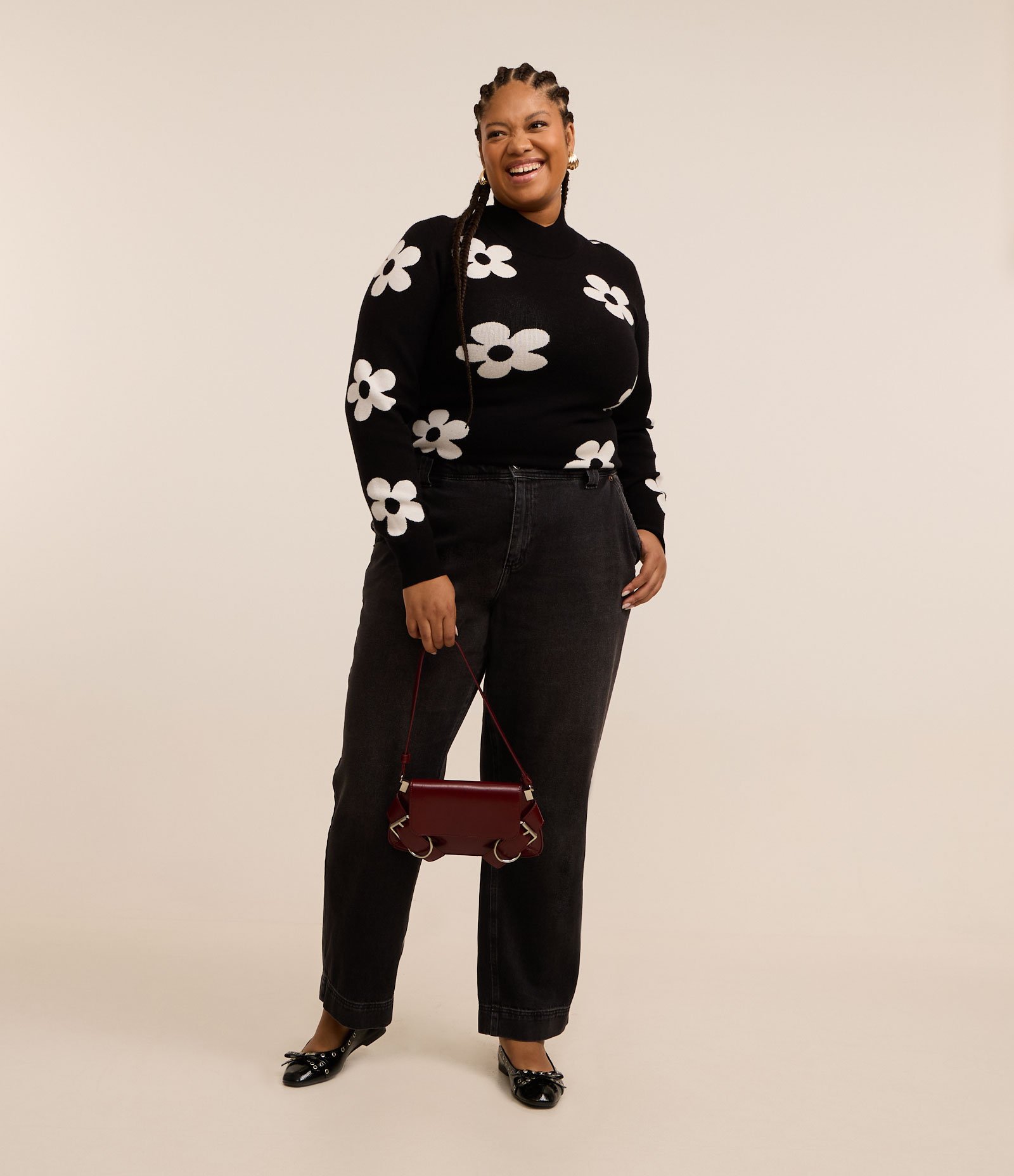 Calça Reta Alfaiataria com Barra Larga Curve & Plus Size Preto 1