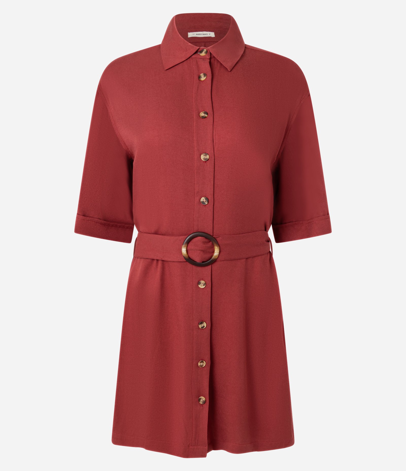 Vestido Curto em Viscose com Faixa Afivelada na Cintura Vermelho 5