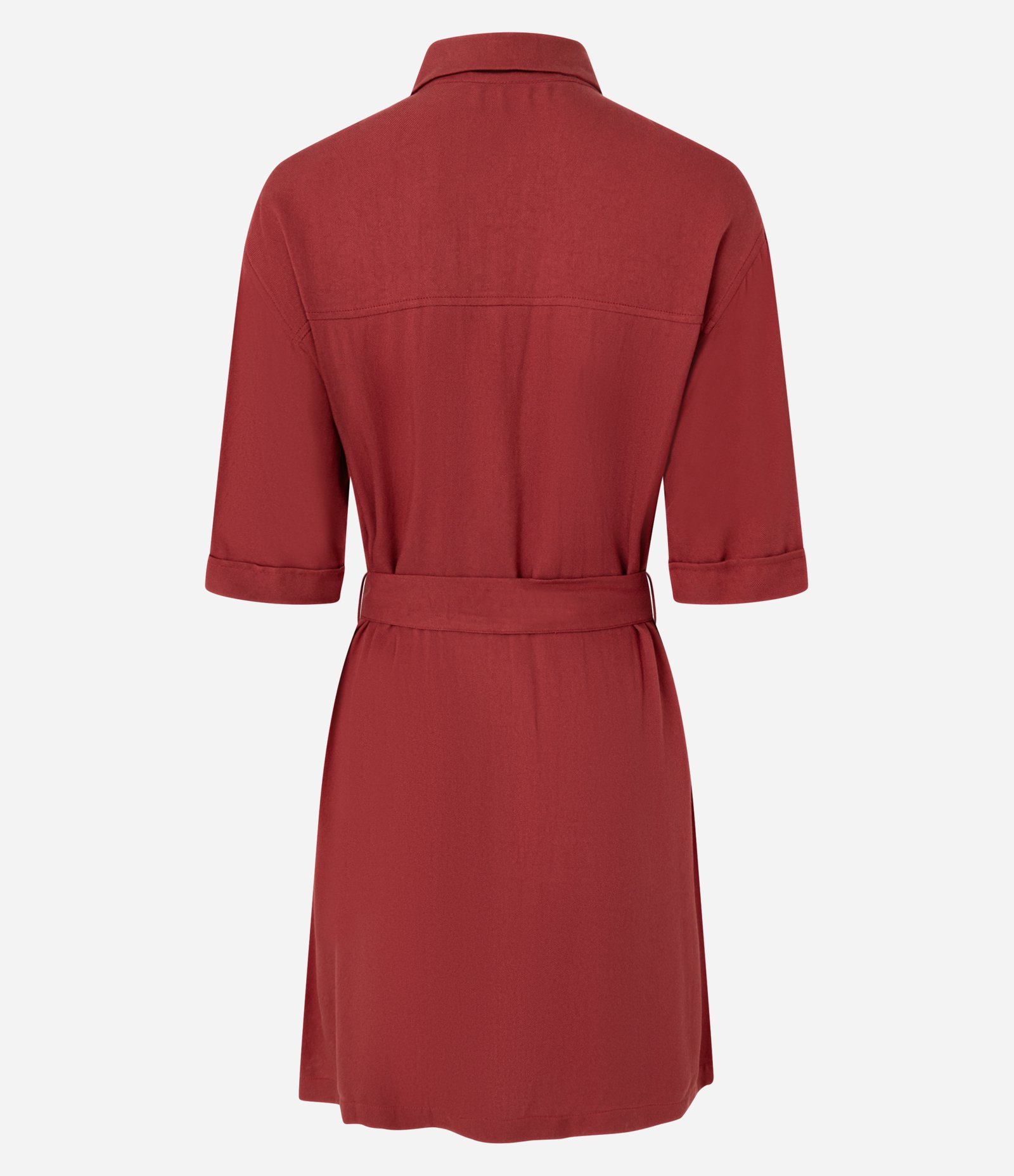 Vestido Curto em Viscose com Faixa Afivelada na Cintura Vermelho 6