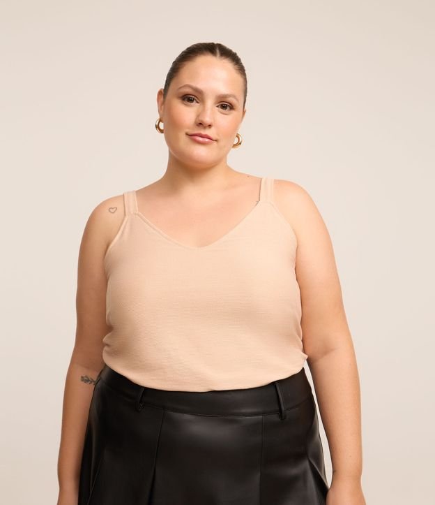 Blusa Texturizada de Alça em Viscose Curve & Plus Size