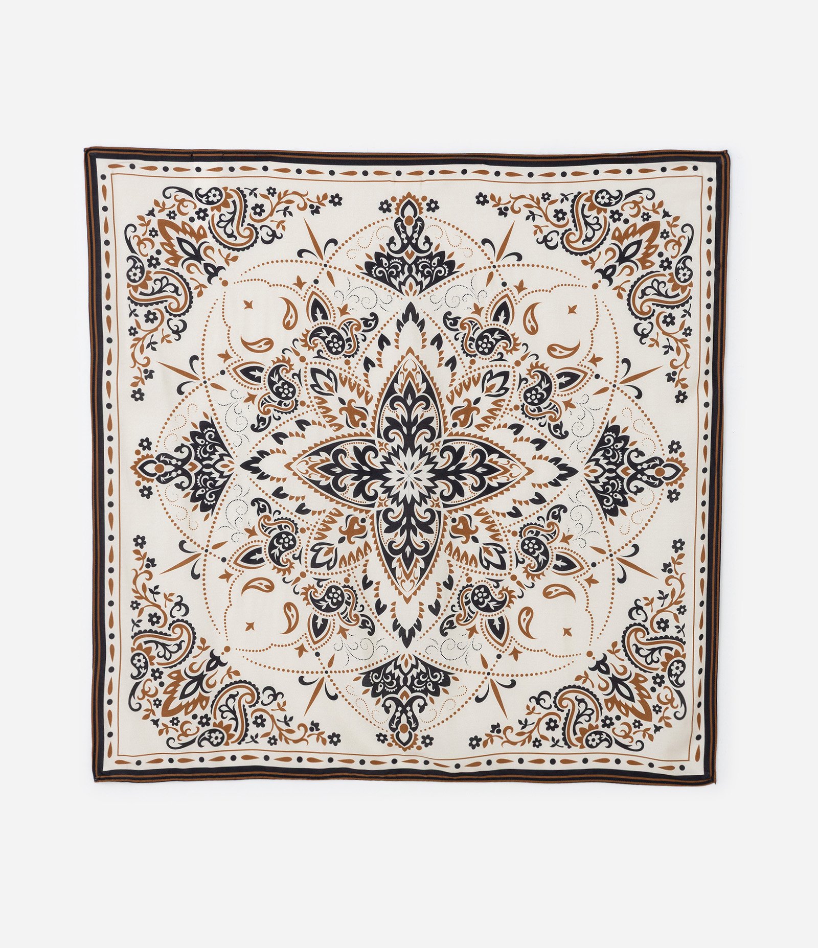 Lenço em Tricoline com Estampa Paisley Bege 1