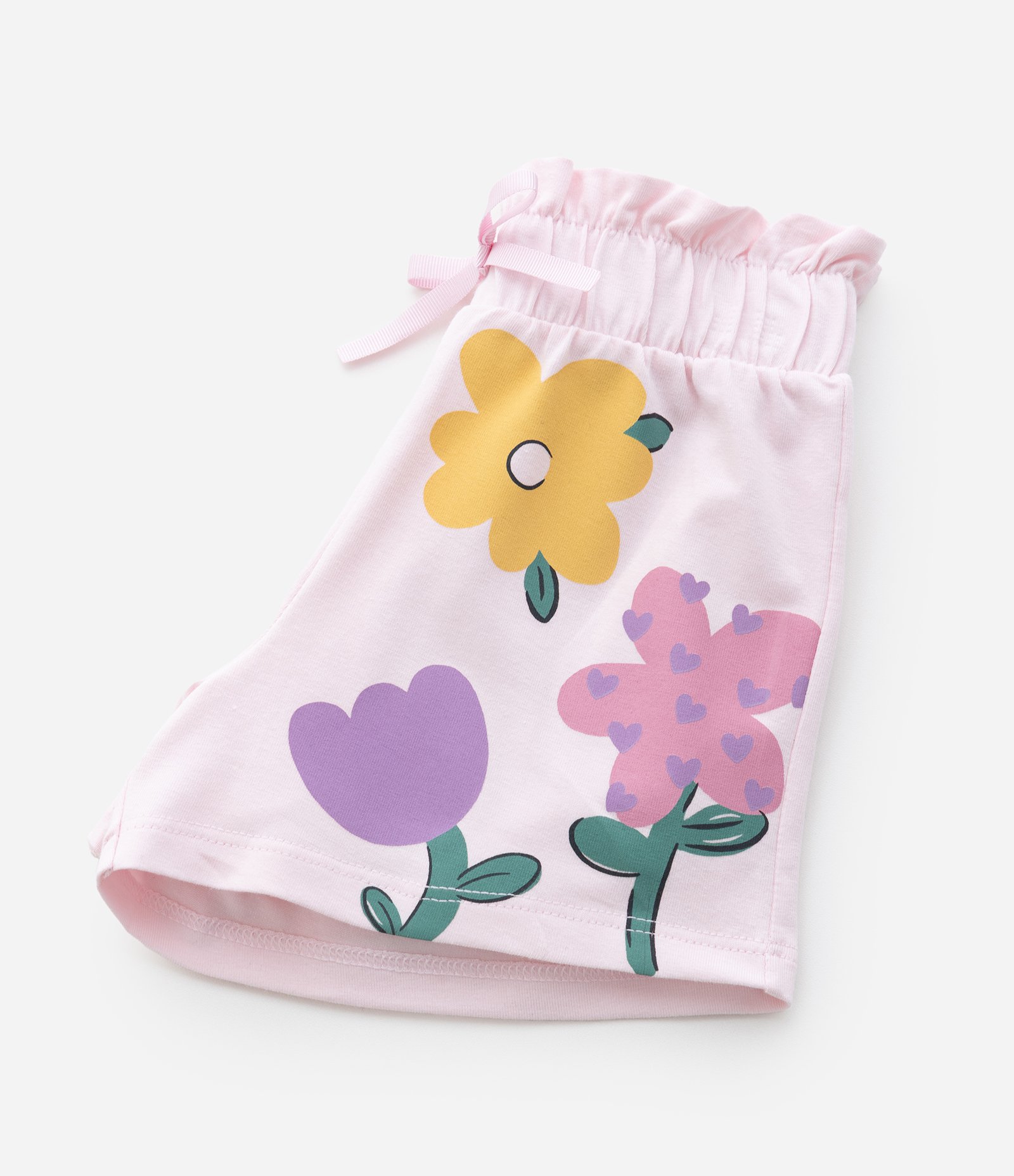 Short Clochard Infantil com Estampa Florzinhas - Tam 1 a 6 Anos Rosa 4