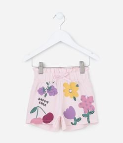 Short Clochard Infantil com Estampa Florzinhas - Tam 1 a 6 Anos
