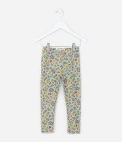 Calça Legging Infantil Canelada com Estampa Florzinhas - Tam 1 a 6 Anos