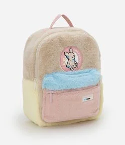Mochila Infantil com Pelinhos e Estampa Coelhinho - Tam U