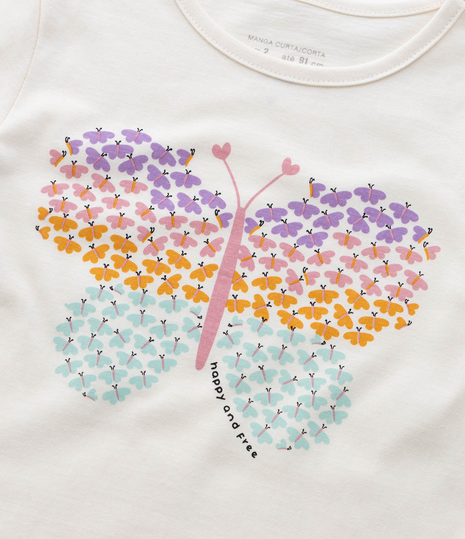 Blusa Infantil com Estampa de Borboletinha - Tam 1 a 6 Anos Bege 4