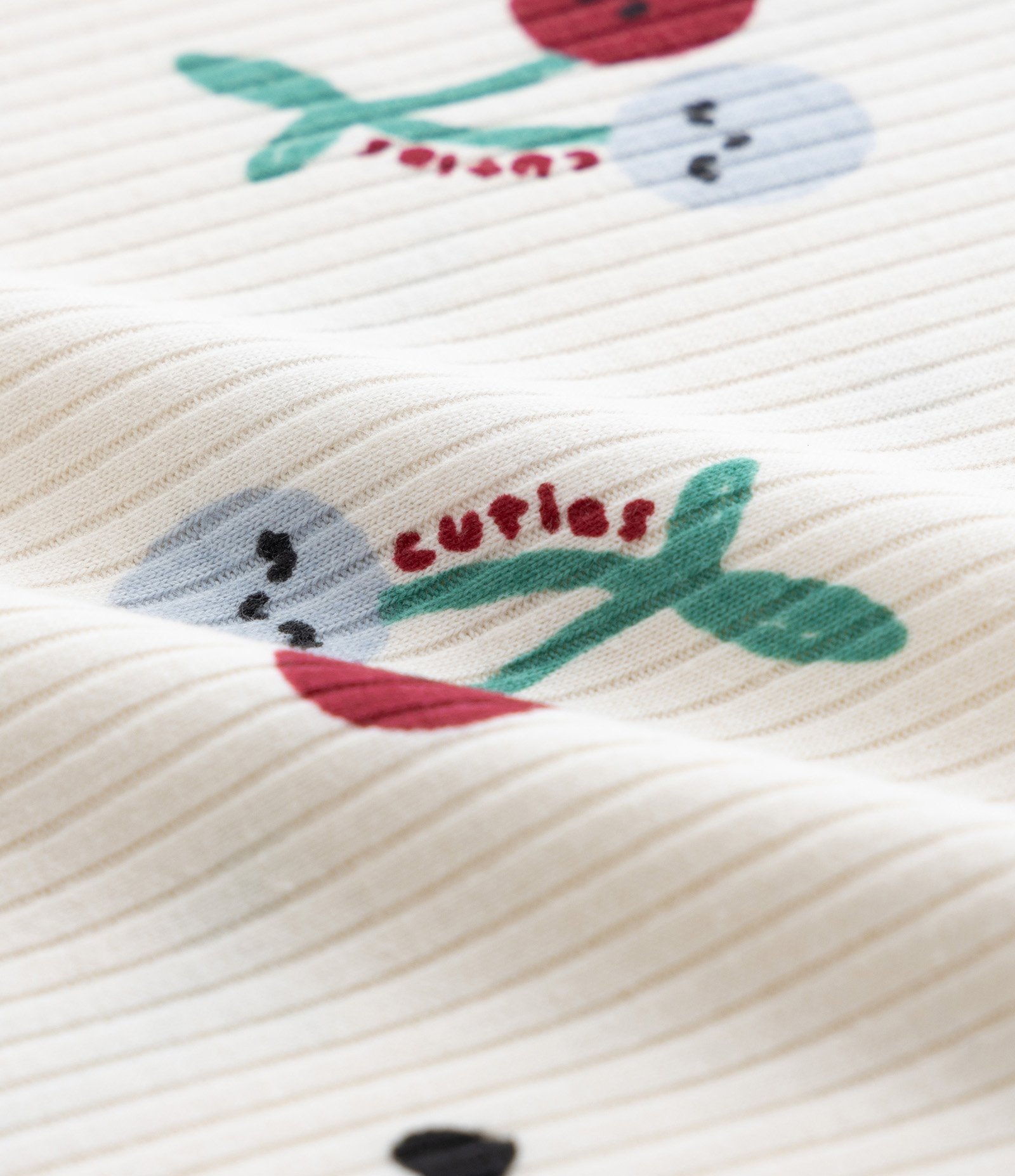 Blusa Infantil Canelada com Estampa Cerejinhas - Tam 1 a 6 Anos Bege 3