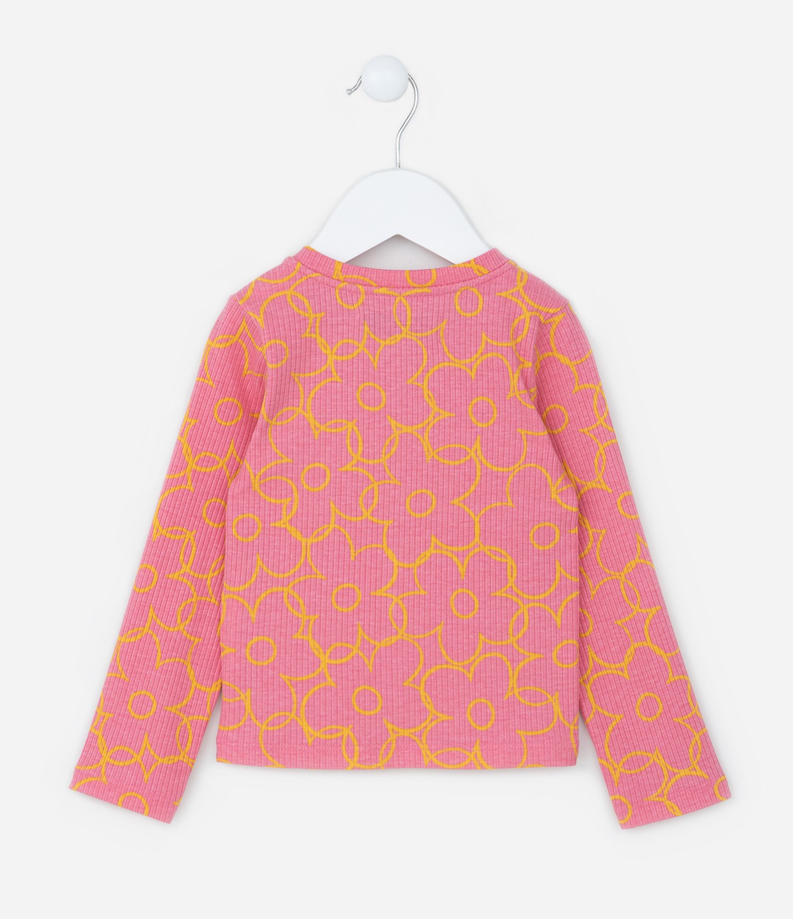 Blusa Infantil Canelada com Estampa Floral - Tam 1 a 6 Anos Rosa 2