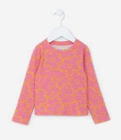 Blusa Infantil Canelada com Estampa Floral - Tam 1 a 6 Anos