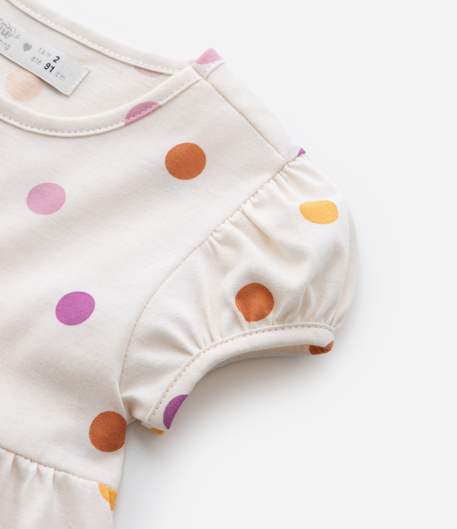 Vestido Marias Infantil com Estampa Poá - Tam 1 a 6 Anos Bege 4