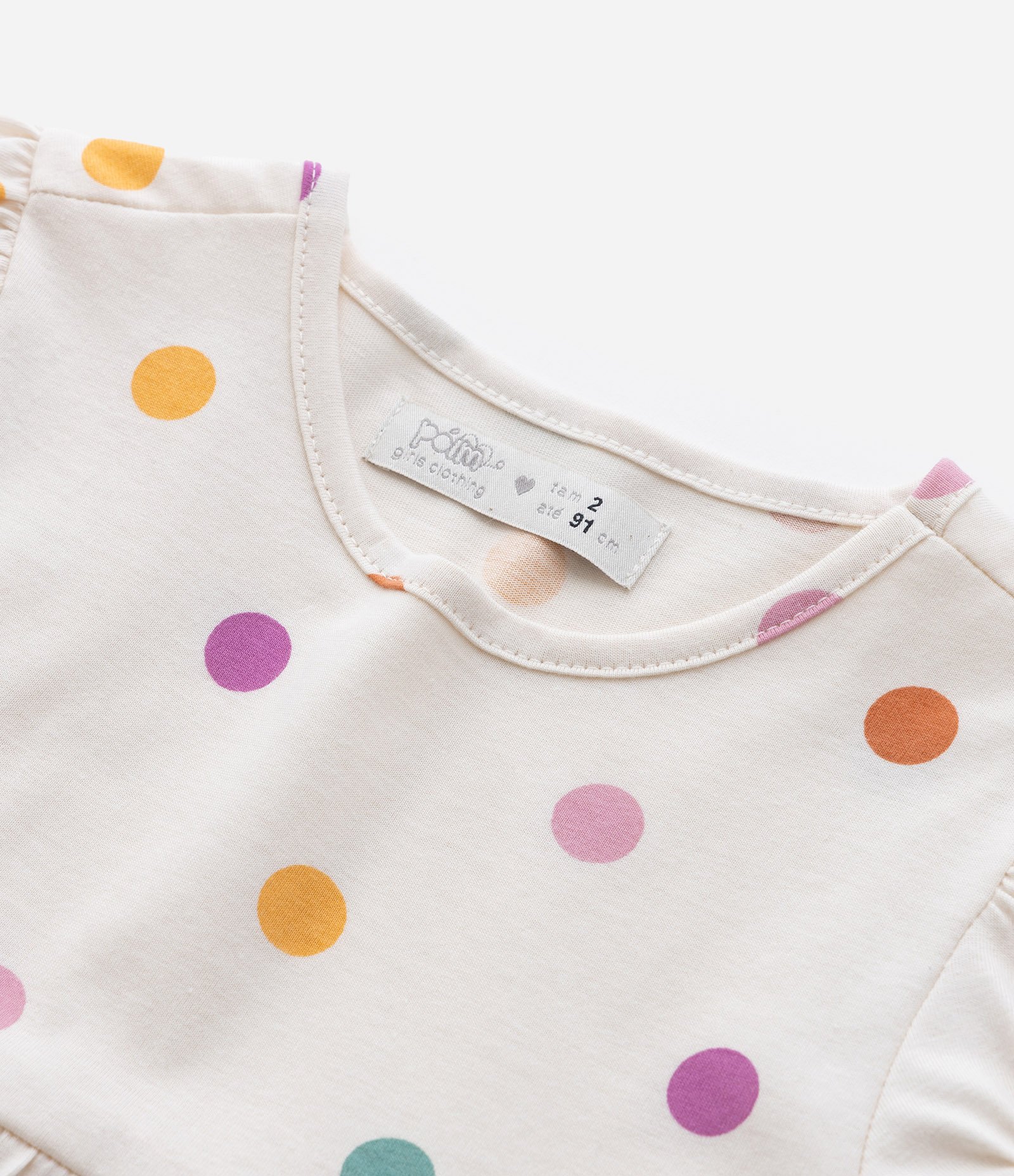 Vestido Marias Infantil com Estampa Poá - Tam 1 a 6 Anos Bege 5